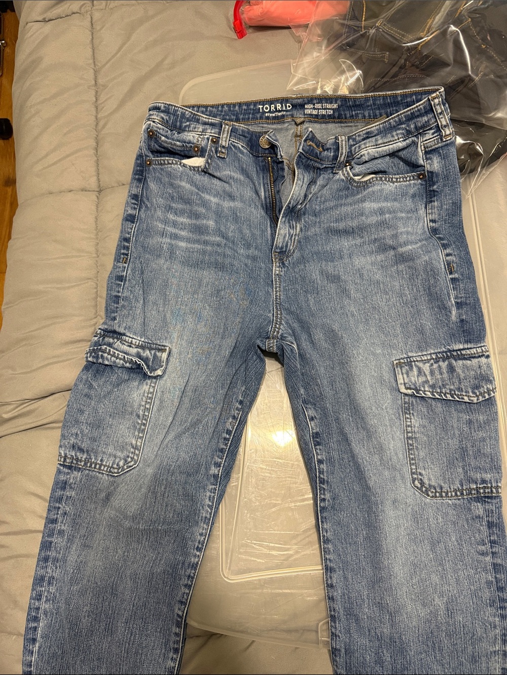 torrid Light Blue Straight Cargo Jeans
